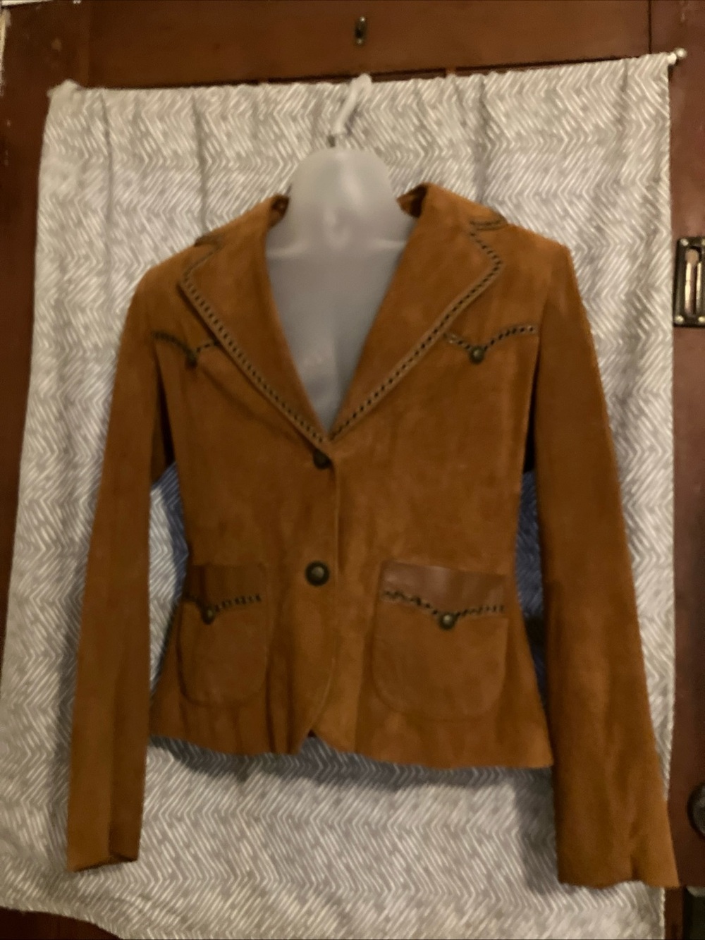 VINTAGE CRIPPLE CREEK LEATHER TAN FRINGE JACKET SIZE M WESTERN SUEDE